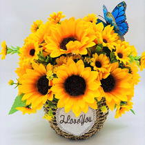 Sunflower simulation flower bouquet dried flower fake flower living room decoration photo ornaments real flower coffee table table flower
