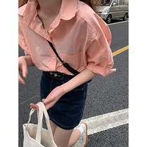Pregnant Woman Shirt Loose Big Code Professional Shirt Spring Autumn Covered Butt Blouse Blouse Women Summer Dress Korean Version style short sleeve blouse