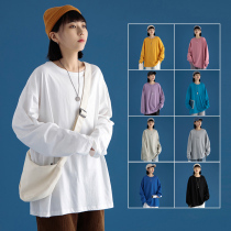 White long sleeve T-shirt female ins tide 2022 new Korean version of loose cotton spring and autumn base shirt coat Joker