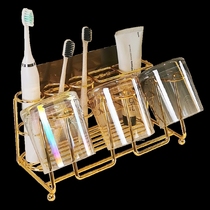  Bathroom punch-free toothbrush holder Mouthwash cup brushing cup tooth cylinder set Wall-mounted wall-mounted storage rack