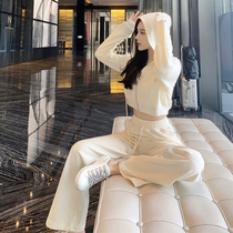 Sports and leisure sweatshirt wide leg pants set womens autumn High sense can salt sweet salt system fried street fashion two-piece set