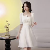 Small evening dress women 2021 new white short fairy temperament celebrities birthday party skirt usually wear