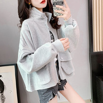 Large size womens clothing 2021 new fat mm high collar fashion sweater womens spring and autumn thin loose Korean version of the jacket wild