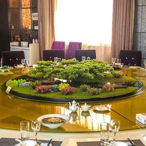 Chinese hotel dining table Large round table ornaments Middle decorative flower decoration turntable decorative flower plate view micro landscape Jiangnan
