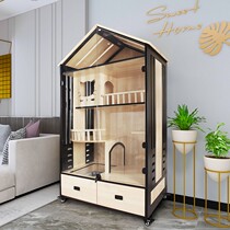 Cat villa Solid wood cat house Panoramic view Luxury household large toilet Indoor Japanese cat house Cat cabinet Cat cage
