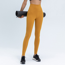 lulu original autumn new yoga trousers double-sided sanding plus high waist and hip fitness sports very long pants