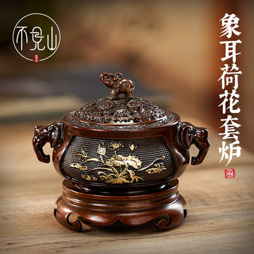兽耳缠枝莲三足薰炉 招财炉 集财香炉 重工