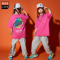 Girls jazz dance practice uniforms Summer children hip-hop street dance short-sleeved set hiphop Korean catwalk show tide suit