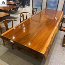 Bahua solid wood large board log tea table tea table dining table desk walnut Okan whole desk tea board 2 meters