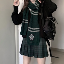Kasukabe (Wizards Realm)spot drop green grid skirt jk uniform Orthodox girl pleated magic Academy