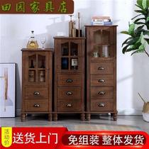 European-style solid wood bucket cabinet living room small wine cabinet against the wall TV side cabinet multi-functional crevice storage locker vertical cabinet