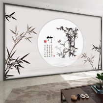 Mei Lan bamboo chrysanthemum new Chinese TV background wall cloth wallpaper 8d film and television wallpaper ancient tea room bamboo custom mural