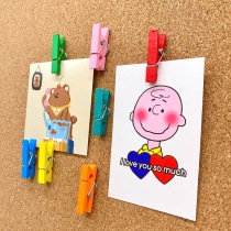 20 Creative colored wooden small clips pushpad photo wall decoration Cork felt board studs