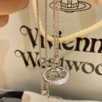 Spot vivienne West too after full drilling transparent stereo orb Saturn necklace pina midnumber sweater collarbone chain