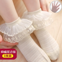 Girls socks summer thin girls children lace princess socks summer mesh breathable boat Socks