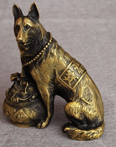 Boutique Yuan photograph antique copper collection of antique craft Wang Fubao dog home furnishings