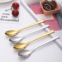 304 Stainless Steel Spoon Titanium Long Handle Stirring Coffee Spoon Dessert Spoon Household Tableware Spoon Round Head Soup
