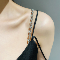 With Diamond rhinestone underwear transparent invisible shoulder strap bra strap bra strap bra belt pearl shoulder strap sexy dress suspender skirt