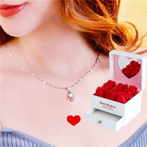 Tanabata gift for girlfriend pt950 platinum necklace female 24k white gold diamond pendant 2021 new clavicle chain