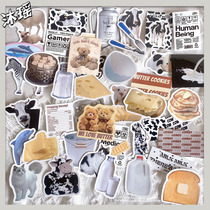 South Korea Inwind minimalist with black and white cows Cheese Butter Small Bear Stickers Suit Handbill Diy Phone Shell Decoration Painting