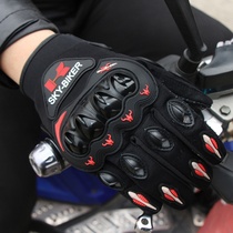 Retro locomotive Harley motorcycle rider riding cowhide touch screen anti-Fall men and women Dennis Four Seasons breathable gloves