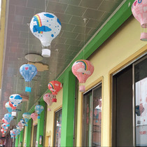 Kindergarten primary school decoration Colorful hot air balloon white cloud school shop Birthday party decoration folding lantern hanging decoration