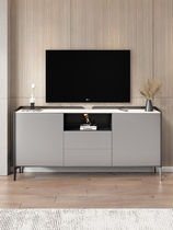 Italian bedroom TV cabinet Thin master bedroom 30cm ultra-narrow high cabinet Small apartment room rock board storage with light bed tail cabinet