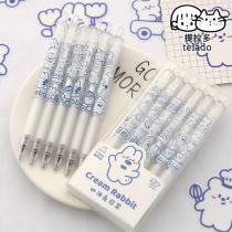 Korean version of ins Wind cute cartoon gel pen 0 5mm Black large capacity Student Test notes with quick dry Press