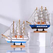 Creative Mediterranean Wooded Sailing Model A Sails Smooth Home Room Adornment Swing Wine Cabinet Bar Furnishing