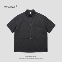 MMOPTOP short-sleeved shirt Mens summer fashion five-point sleeve top Japanese loose multi-bag half-sleeve tooling shirt