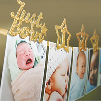 Babys birthday party photo frame background decoration layout wash printing photo pull flag banner hanging wall photo wall