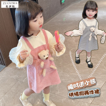  Girls  dresses Spring and Autumn 2021 Western style Early Autumn childrens clothing Childrens middle and small girls baby 3 princess skirt 5 years old