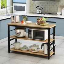 Cabinet thickened kitchen shelf floor-standing multi-layer shelf rack three black storage rack microwave oven shelf