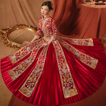 Xiuhe dress bride 2021 new thin dragon and phoenix coat large size Chinese wedding dress Summer toast dress Wedding cabinet dress