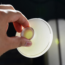 Cover bowl ceramic tea set tea bowl white porcelain household single mutton jade lid large medium and small gold edge pure white accessories three