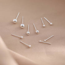 High-purity 999 sterling silver earrings earrings silver ear bone nails mini round beads silver peas male and female student earrings