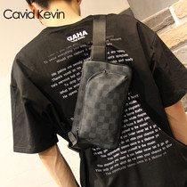 Cavid Kevin European And European Plaid Mens Chest Bag Purse 100 hitch satchel Bull Leather Business Texture Single Shoulder Bag