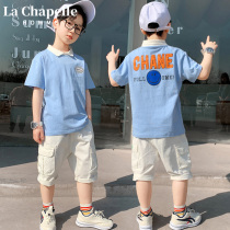 Lashabelle boy fitted with summer clothing short sleeve suit 2022 new big child handsome clothes children Summer two sets