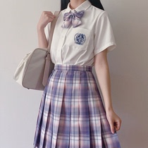 JK uniform summer girl suit set of primary and secondary school students college style childrens JK genuine pleated plaid skirt full set