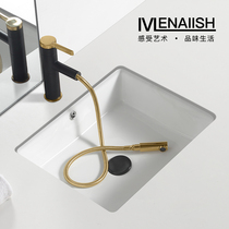 Anhua bathroom Large capacity flat bottom basin Square embedded wash basin Single basin round bathroom wash basin