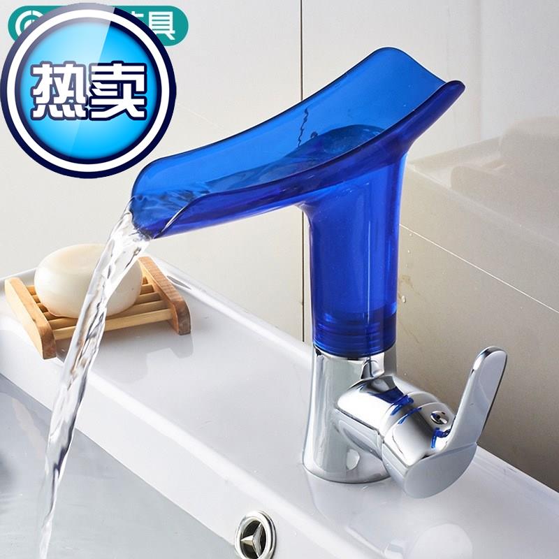 Sanitary ware Faao Bathroom hot and cold washbasin faucet Basin washbasin Glass waterfall 2 faucets