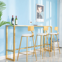 Nordic light luxury marble bar table and chair simple home wall window tall table milk tea shop bar long narrow table