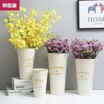 Nordic Wind Home Wake Flowers Bucket Flowers flowers Flowers Buckets of Bucket Accessories Iron Barrel Creative water Iron Bucket Large Vase Iron Basin
