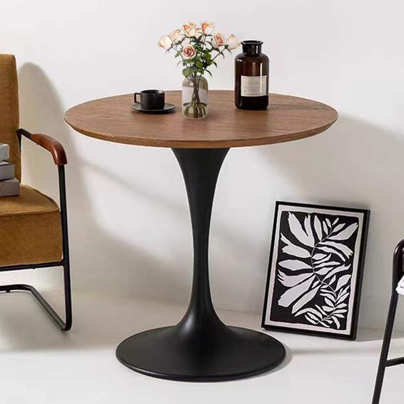 サイドテーブル、小さなコーヒーテーブル、アメリカン無垢材チューリップミルクティーショップコーヒーテーブル、交渉バルコニー、シンプルカジュアルな小さなラウンドテーブル