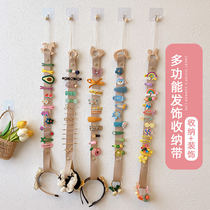 Korean hairclip storage with wall hanging childrens strap hanging hair accessories storage rope cute baby hairpin finishing belt