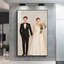 Wedding photo finishing enlarged hanging wall-free hole large size modern light luxury porch wedding photo customized commemorative photo frame