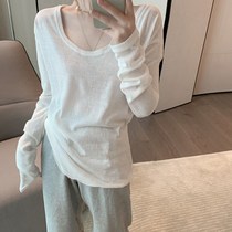  Right off-white bottoming shirt womens 2021 spring and autumn new low-collar long-sleeved Korean loose round-neck T-shirt inner top