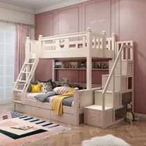  Like me all solid wood childrens bed upper and lower bed high and low bed two layers can be split mother and child bed upper and lower bunk wooden bed white