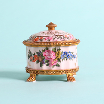GERODI small copper inlaid porcelain jewelry box jewelry box storage box candy box tea box desktop ornaments decoration art