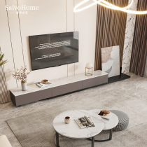 Luxurious family Nordic pole minimalist rock plate telescopic TV cabinet Living room tea table Composition Small family modern minimalist